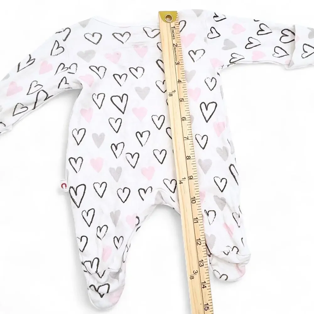 E=mc² Easy Magnetic Close Footed Sleeper Baby Hearts Print Gift Preemie‎ < 5 lbs